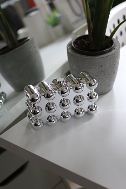 Moom Bag Women's Silver Bubble Patterned Mica Coated Evening Dress Hand & Shoulder Bag