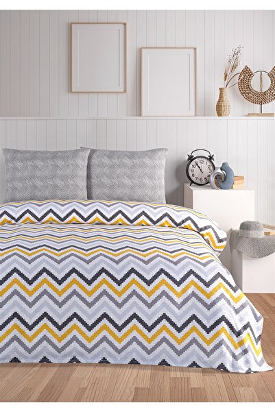 Evim Set Pique Dublu Soren 200x230 Cm Role Gri Inchis Galben
