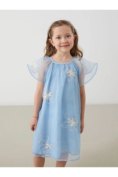 LC Waikiki Rochie din dantelă pentru fete LCW Kids Blue Crew Deck