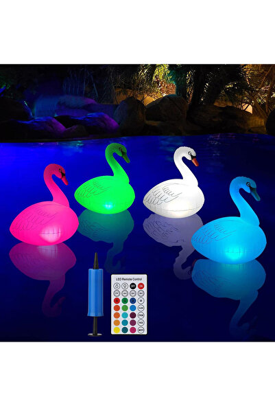 Greentech Güneş Enerjili Renk Değiştiren Led’li Şişme Kuğu / GT-SL24