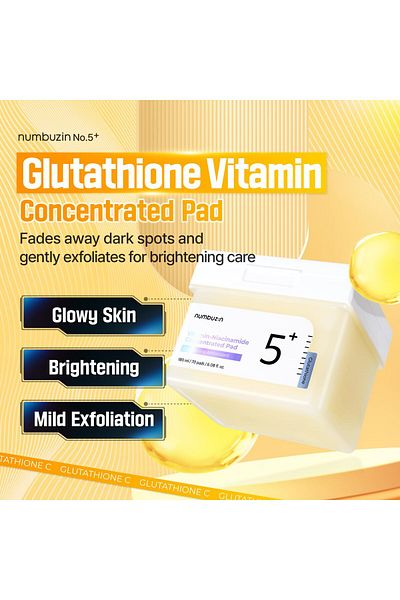 Numbuzin No.5 Toner Pads | Vitamin-Niacinamide | Double-Sided | Glutathione, Niacinamide, PHA & LHA | 70 Pads