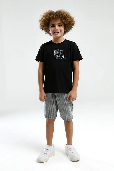 Arnetta 100% Cotton Cycling Collar Boy's Shorts T-Shirt Set