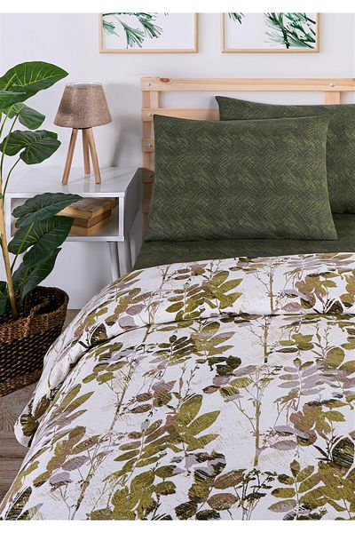 Evim Soren Double Pique Set 200X230 cm Isabel Dark Green Mustard