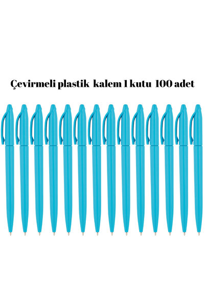 KALE PROMOSYON Plastik Tükenmez Kalem 100 adet tükenmez kalem mavi renk yazma...