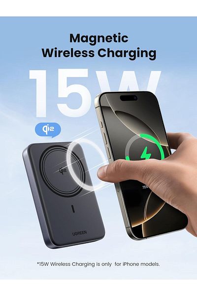 Ugreen Qi2 Wireless Power Bank, 10000mAh, Qi2 Certified, 15W, PD30W MagSafe-Compatible With iPhone