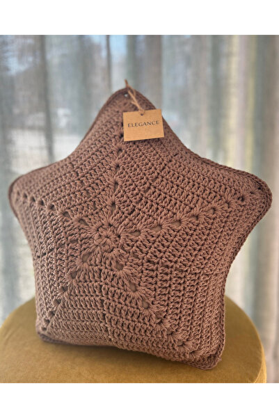 Elegancembroidery Dekoratif Örgü Yıldız Kırlent