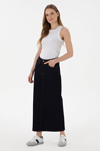 U.S. Polo Assn. Women's Dark Blue Jean Maxi Skirt 50300149-Dn0013