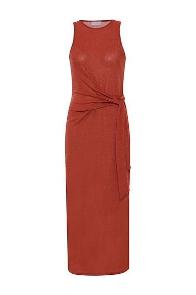 AQUELLA Rochie lungă portocalie lurex cu cravată