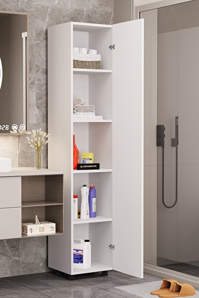 Dekomonte Çok Amaçlı Mutfak Kiler Banyo Balkon Ofis Dolabı Tek Kapaklı - Beyaz