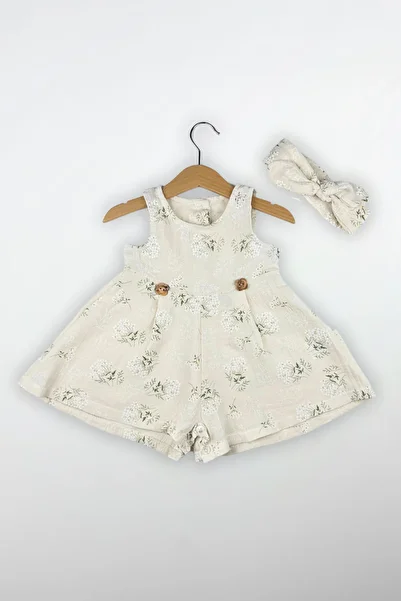 Globaby Floral Patterned Bandana Girl Jumpsuit