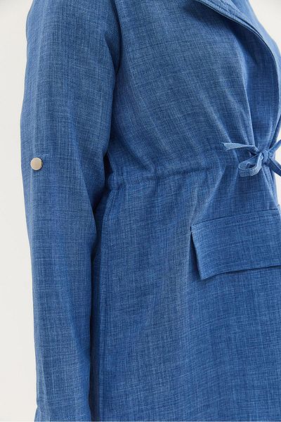 CALİENTE Waist Tie Jacket Linen Suit Blue