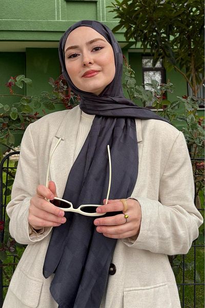 carell Dama Jakar - Italian Silk Ahyabe's Choice Anthracite Shawl