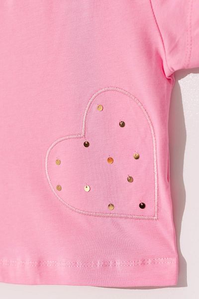 KIPIRIK BABY Girl's Pink Heart Patterned Tutu Skirt Suit
