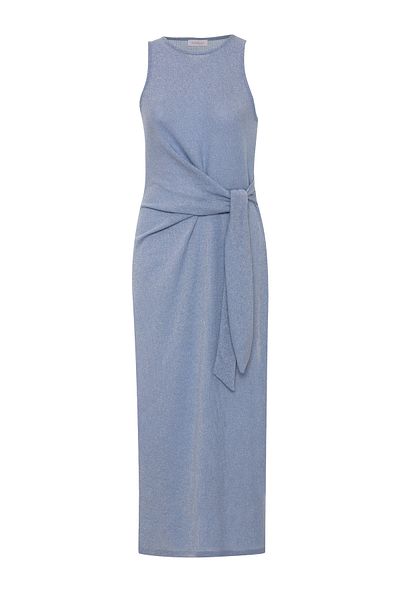 AQUELLA Rochie lungă Lurex Baby Blue cu cravată și fante