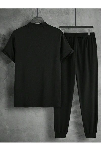 puolikuu Small Eagle Printed Oversize Tshirt - Tracksuit Set - Top and Bottom Set