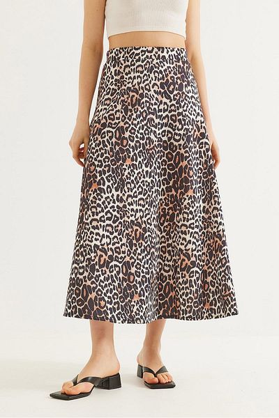 CALİENTE Leopard Pattern Scuba Skirt