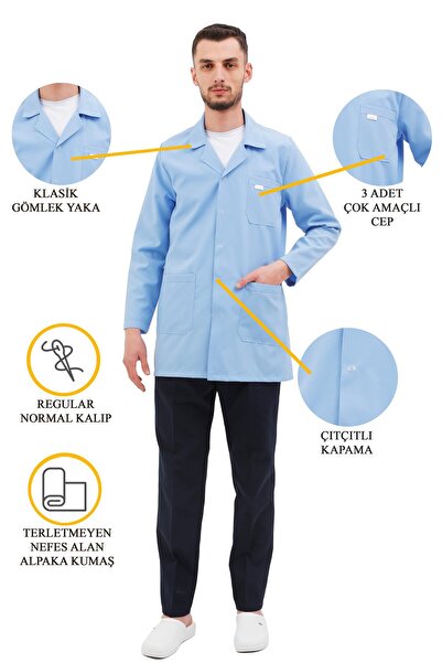 Kawork Men's Blue Apache Collar Alpaca Fabric Snap Fastener Electrician Servi...