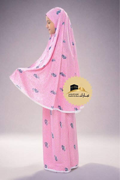 TABASAFE KIZ ÇOCUK FOLLA NAMAZ ELBİSESİ SETİ ( 7 - 10 YAŞ ARASI )