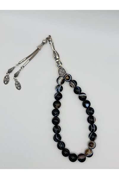 ATÖLYE SAİT Damarlı akik tesbih 10 mm akik doğaltaş