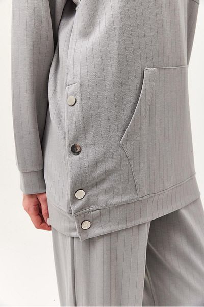 CALİENTE Snap Detail Hooded Double Suit Gray