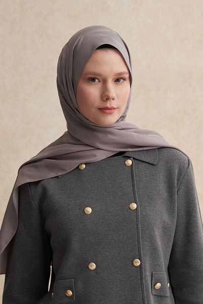 carell Gray Cotton Silk Shawl - C Patterned Monogram and Ash