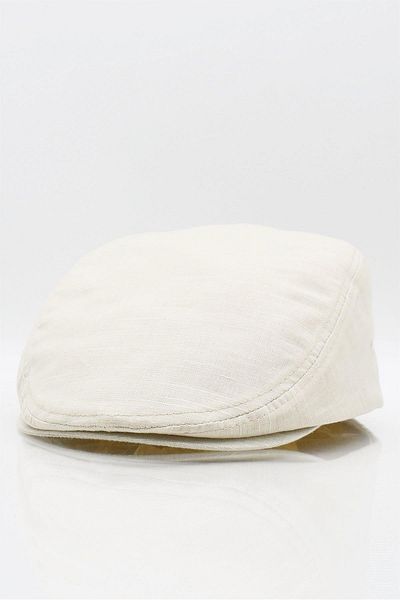 Külah Men's 100% Cotton Herringbone Beige Cap Hat