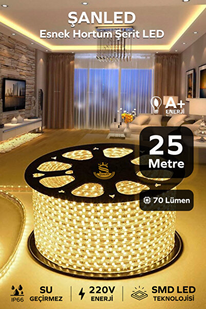 ŞANLED Hortum Esnek Şerit Led Beyaz ,mavi,günışığı,amber Rengi + 220v Fiş/2,3,4,5,10,15,20,25,50,100 Metre