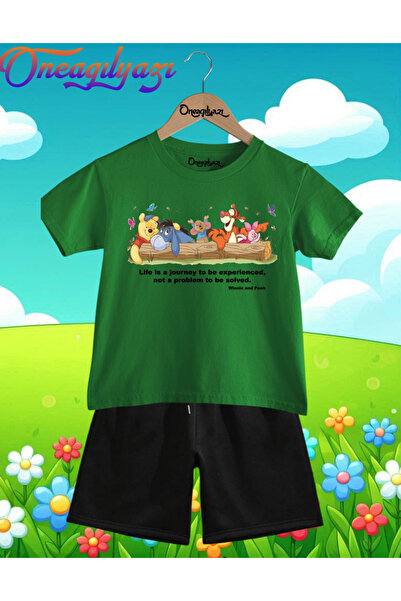 oneagılyazı Vini Pu Štampano Oversize kroj Dječje šortsevi T-shirt setovi