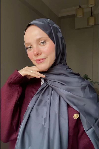 carell C Pattern Monogram Cotton Shawl Anthracite Tansu Mature's Choice