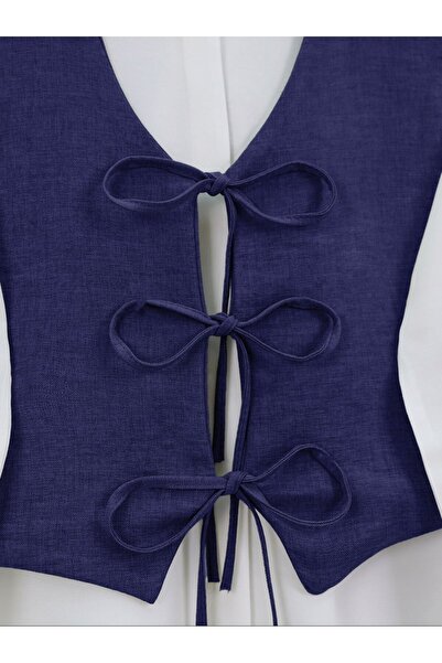 Modamorfo Fűzős, széles szárú nadrág dupla vászonkészlet - sötétkék