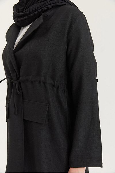 CALİENTE Waist Tie Jacket Linen Suit Black