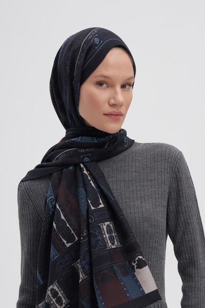 carell Deep Blue Early Silk Shawl