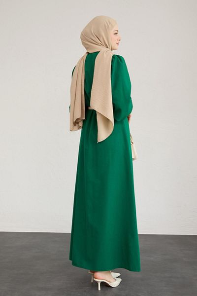 ModaAyşeli Emerald Dress - Buttoned Ay333