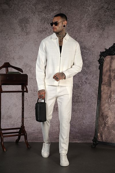 Butik Мъжки комплект яке и панталон с цип, оверсайз модел и ликра лен