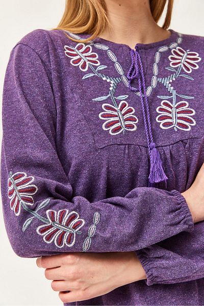CALİENTE Embroidered Front Tassel Double Suit Purple