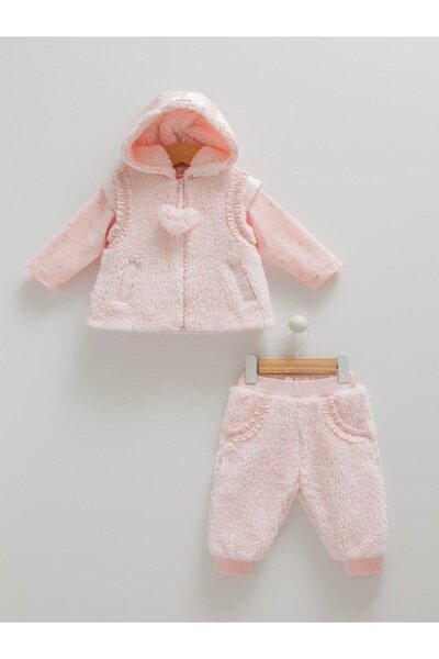 Caramell 12-18 AYLIK 80-86 CM  KIŞLIK 3'Lİ  KIZ BEBEK ÇOCUK PANTOLON YELEK PO...