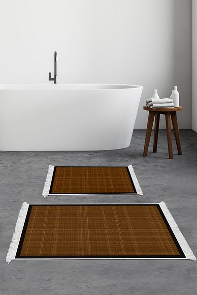 Alanur Home Αντιολισθητική βάση Djt Σετ Τουαλέτας Star Cotton με κρόσσια υφαντό σχέδιο E5007
