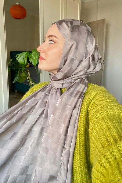 carell Ahyabe's Choice Dama Jacquard Italian Silk Shawl Ashy Gray