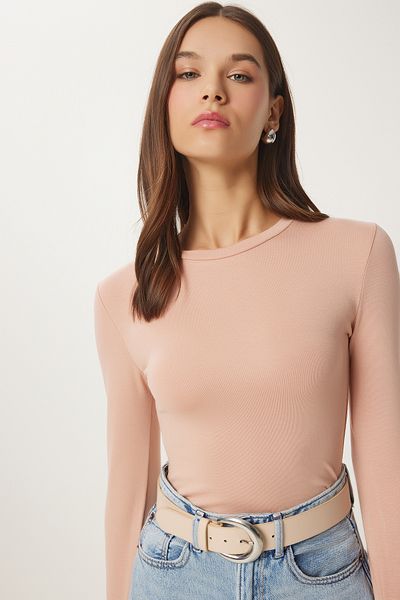 Lovelyİstanbul Πλήρης λαιμόκοψη - Μπλούζα, Basic Knitted BISCUIT LCR0010