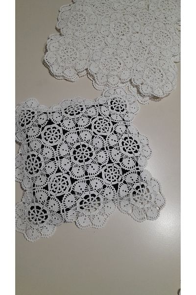 Papatyam Hand Knitting |   32X32 |   6 Throw Pillows |   Knitted from a Cube |   Handcrafted Lace / Vintage / Dowry Lace