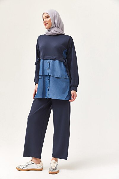 CALİENTE Denim Garnished Tied Double Suit Indigo