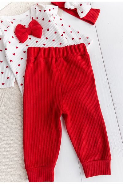 Babymod Little Heart Patterned Bandana 3-Piece Baby Girl Set