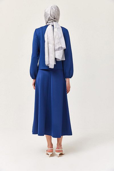 CALİENTE Scuba Double Suit with Bow Front and Skirt Navy Blue