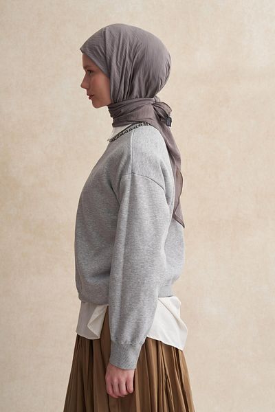 carell Gray Ash Organic Crinkle Scarf