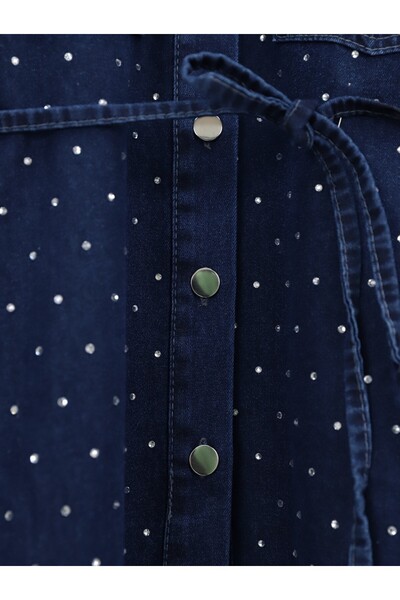 Modamorfo Sprinkled Stone Buttoned Jacket Pants Jeans Set