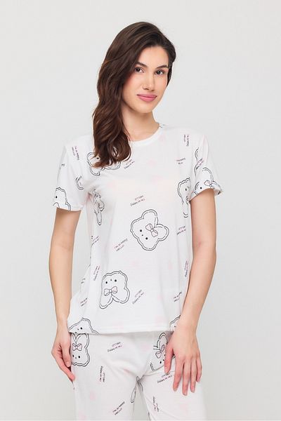 Elit Set de pijamale de vară din bumbac cu mâneci scurte cu model