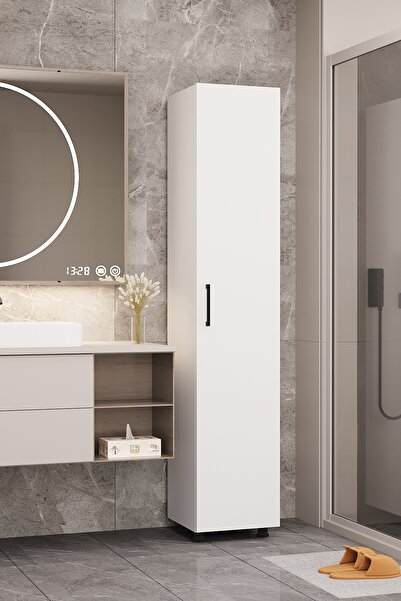 Dekomonte Çok Amaçlı Mutfak Kiler Banyo Balkon Ofis Dolabı Tek Kapaklı - Beyaz