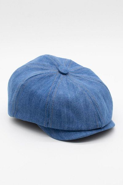 Külah Men's Denim British Newsboy Cap - Light Blue Denim Hat |   Standard Fit/Flexible
