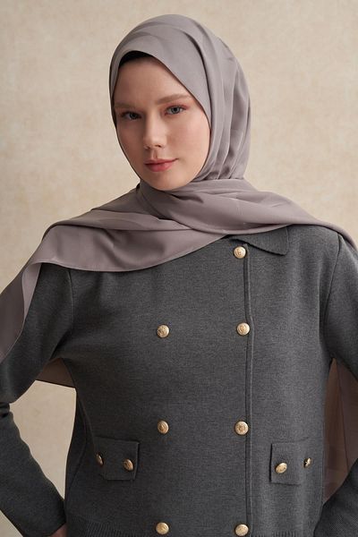 carell Gray Cotton Silk Shawl - C Patterned Monogram and Ash
