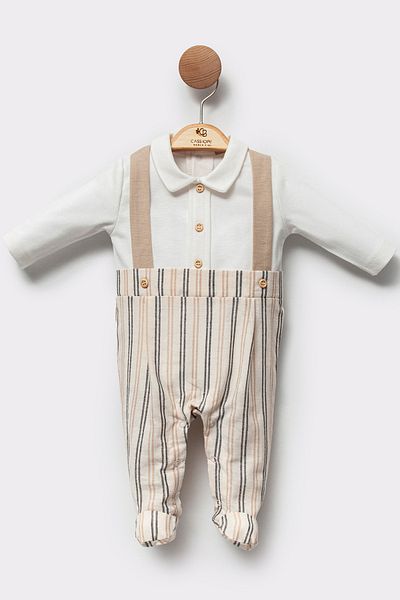 Cassiope Line Patterned Polo Collar Stylish Comfortable Button Detailed Booties Special Day Eid Baby Boy Jumpsuit